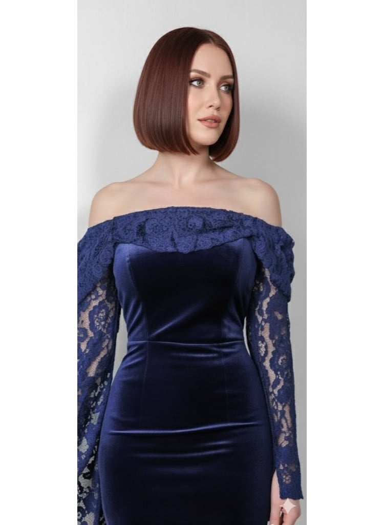 FULL JOY Elegant Evening Dress with  Sophisticated Design From Soft Velvet offering a captivating look and a touch of refinement. Fashion Dress. - Image 2
